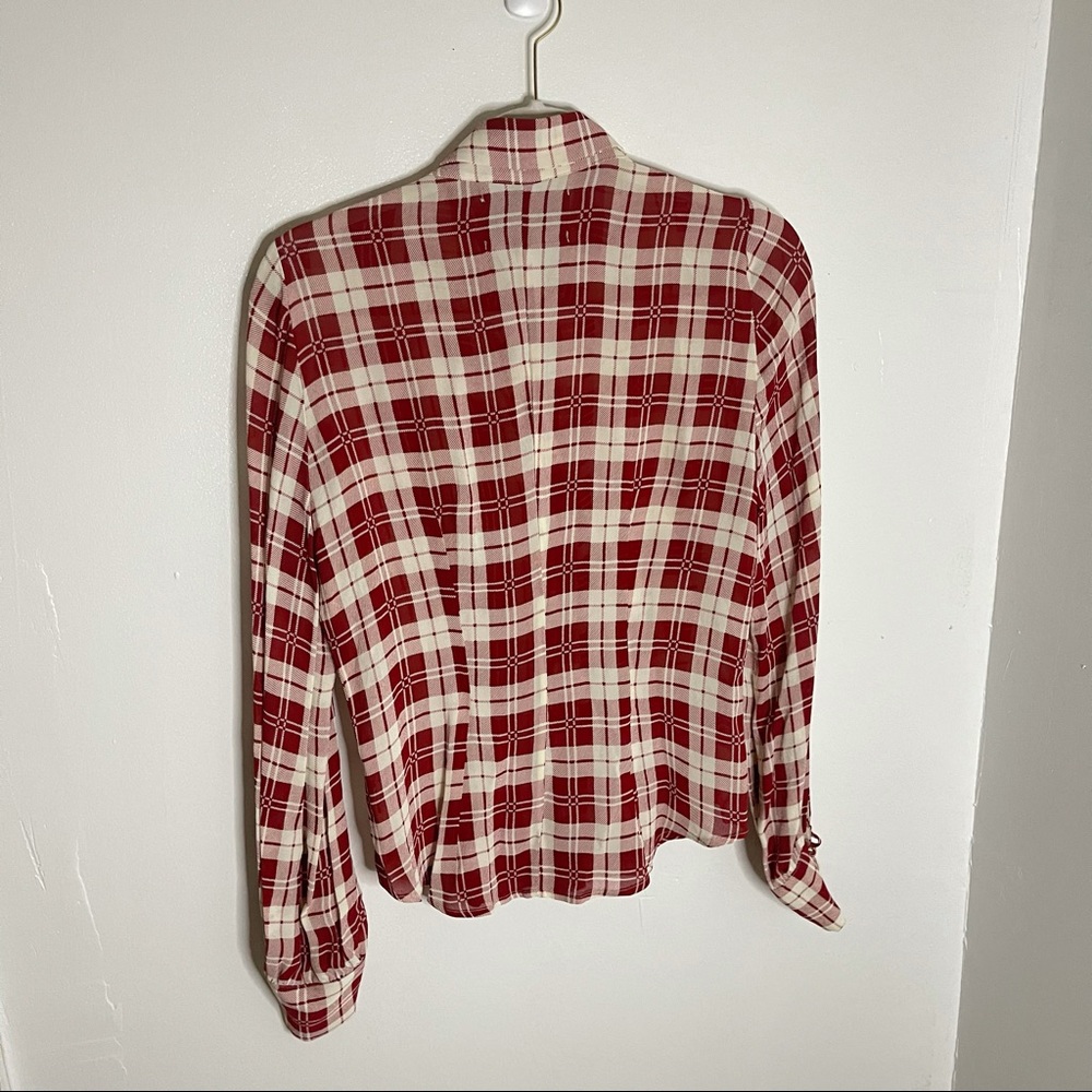 Reformation Red and Cream Plaid Button-Up Shirt - Picture 5 of 8